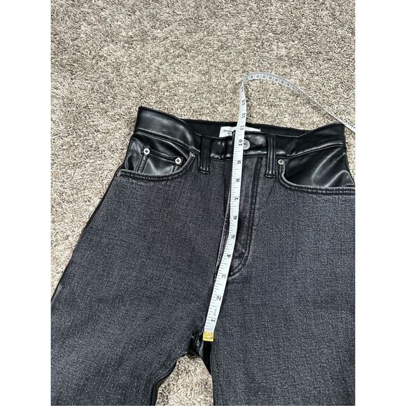 Abercrombie & Fitch Mixed Fabric Ankle Straight Ultra High Rise Black Jean 24/00 - Picture 7 of 9